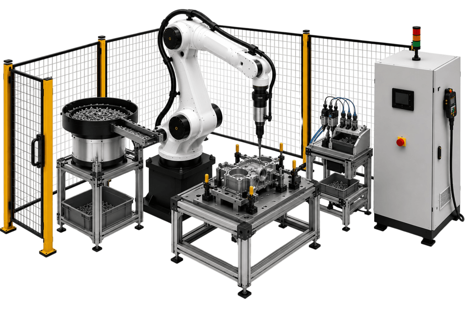 Иллюстративная роботизированная сборочная ячейка